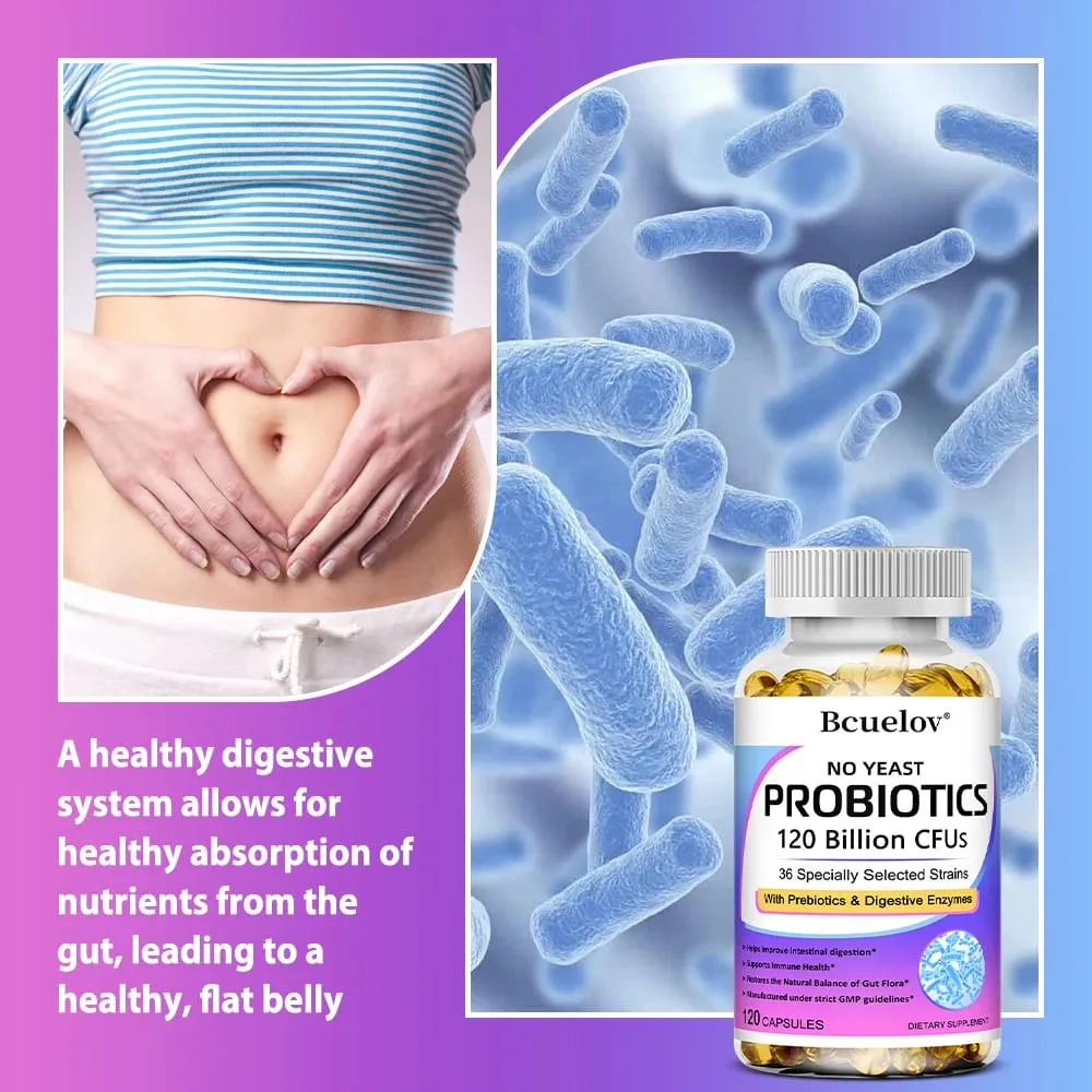 Premium Probiotics with Prebiotics and Digestive Enzymes To Aid Digestion and Boost The Immune System - 120 Capsules — image 4
