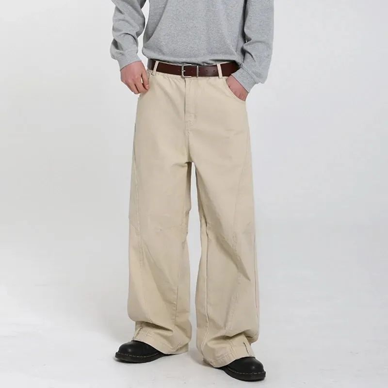 Korean Style Men's Jeans Casual Solid Color Washed Simple All-match Trousers Cleanfit Wide Leg Loose Male Jeans New 9W4253 — image 4