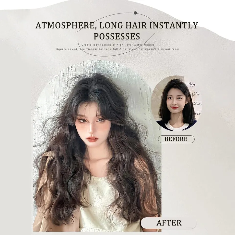U Part Hair Extensions Synthetic Curly Wave Clips in Hair Extensions One Piece 3/4 Full Head Half Wig Straight Thick Hairpiece — image 3