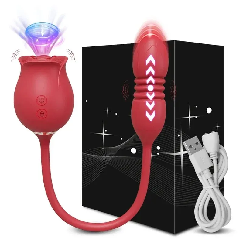 Vibratore per succhiare la rosa per le donne Stimolatore del clitoride del clitoride Punto G Spinta Dildo Vibrante Masturbatore femminile Massaggio Giocattolo del sesso per adulti