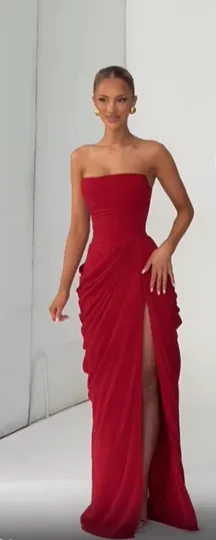 Robe plissée couleur unie, Sexy, sans bretelles, fendue, Chic, dos nu, taille haute, épaules dénudées, robes de soirée, nouvelle collection 2026 — image 13
