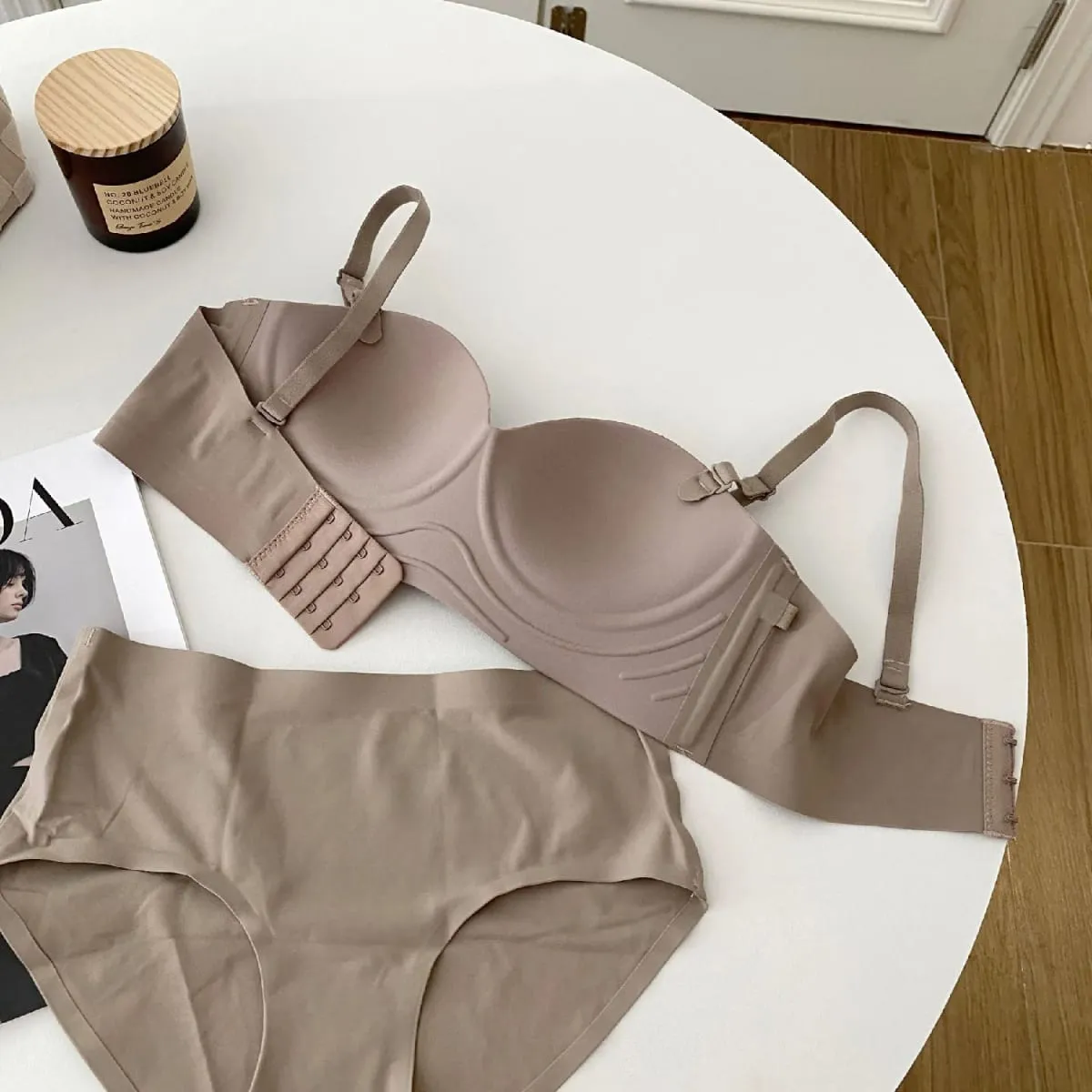 Seamless Half 1/2 Cup Girls Intimates Non-Slip Bra Sets For Women Small Wire Free Non-Slip Lingerie Push Up Underwear Panties