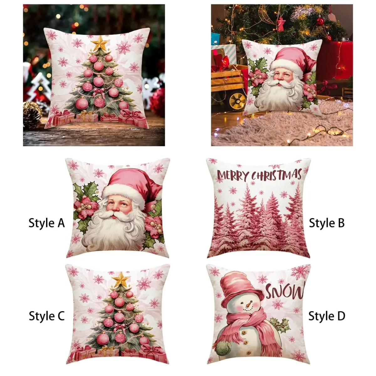 Outdoor Indoor Christmas Pillow Covers Plush Soft Cushion Case for Winter Festive Home Decoration