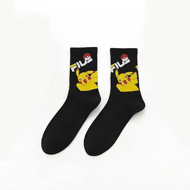 Pokemon Men's Fashion Trend Long Socks Cartoon Anime Figure Pikachu Eevee Gengar Unisex Athletic Harajuku Socks
