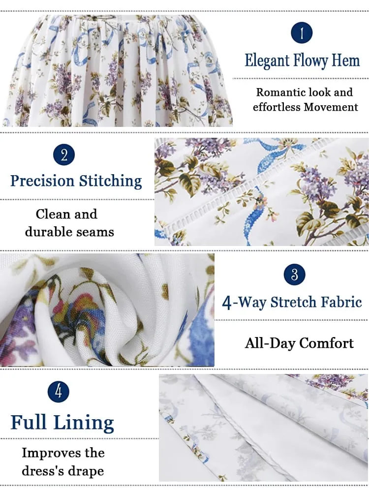 Oligai Floral Print Midi Sundress Elegant Spaghetti Strap Flowy Dress Aussie Summer Women Boho Chic Beach Dress — image 6