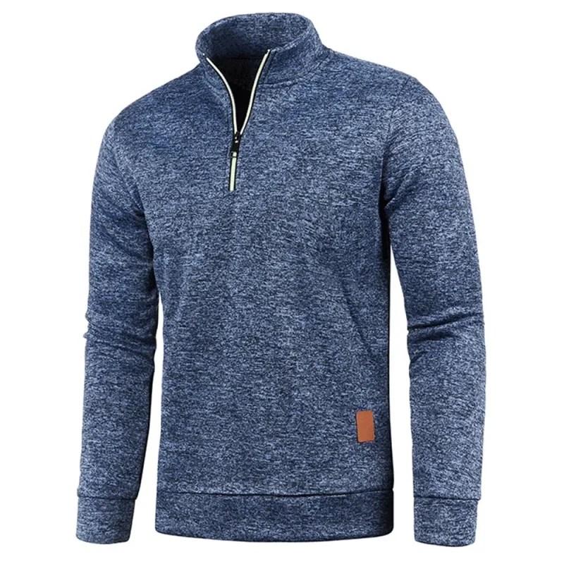 Moletons masculinos meio zíper pulôver masculino manga longa flleece suéter standcollar flocos de neve hoodies roupas masculinas — image 4