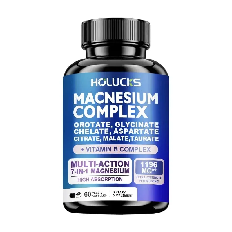 Magnesium Complex 1000mg Suplemen dengan Vitamin C E B1 B2 B6 B12 Chelated Magnesium Glycinate Malate Taurate &Citrate