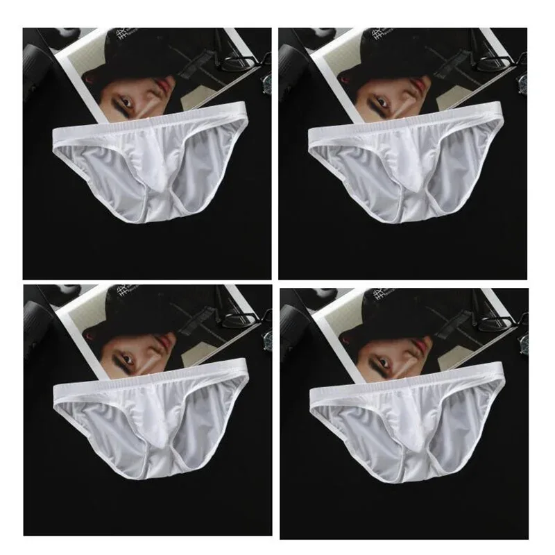 4 Pcs/pack M-4XL Ultra-thin Ice Silk Men Seamless Briefs Transparent Mens Sexy Bikini Underwear Male U Pouch Panties — image 9