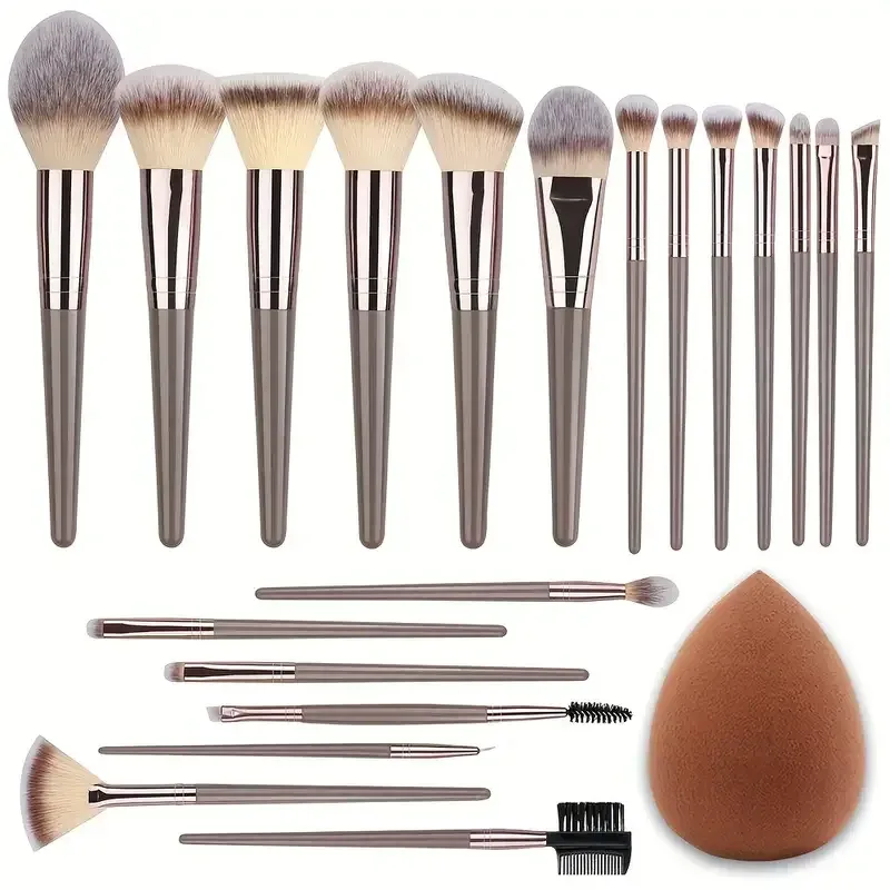 3-20PCS Makeup Brushes Set Foundation Highlighter Eyeshadow Blush Concealers Brush Female Beauty Tools Beauty Sponges Thumb Puff — image 7