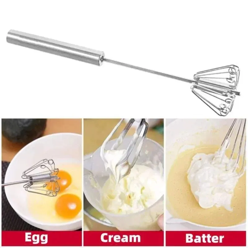 10/12/14inch Stainless Steel Semi Automatic Whisk Blender for Home -Versatile Tool for Egg Beater Milk Frother Hand Push Whisk — image 6