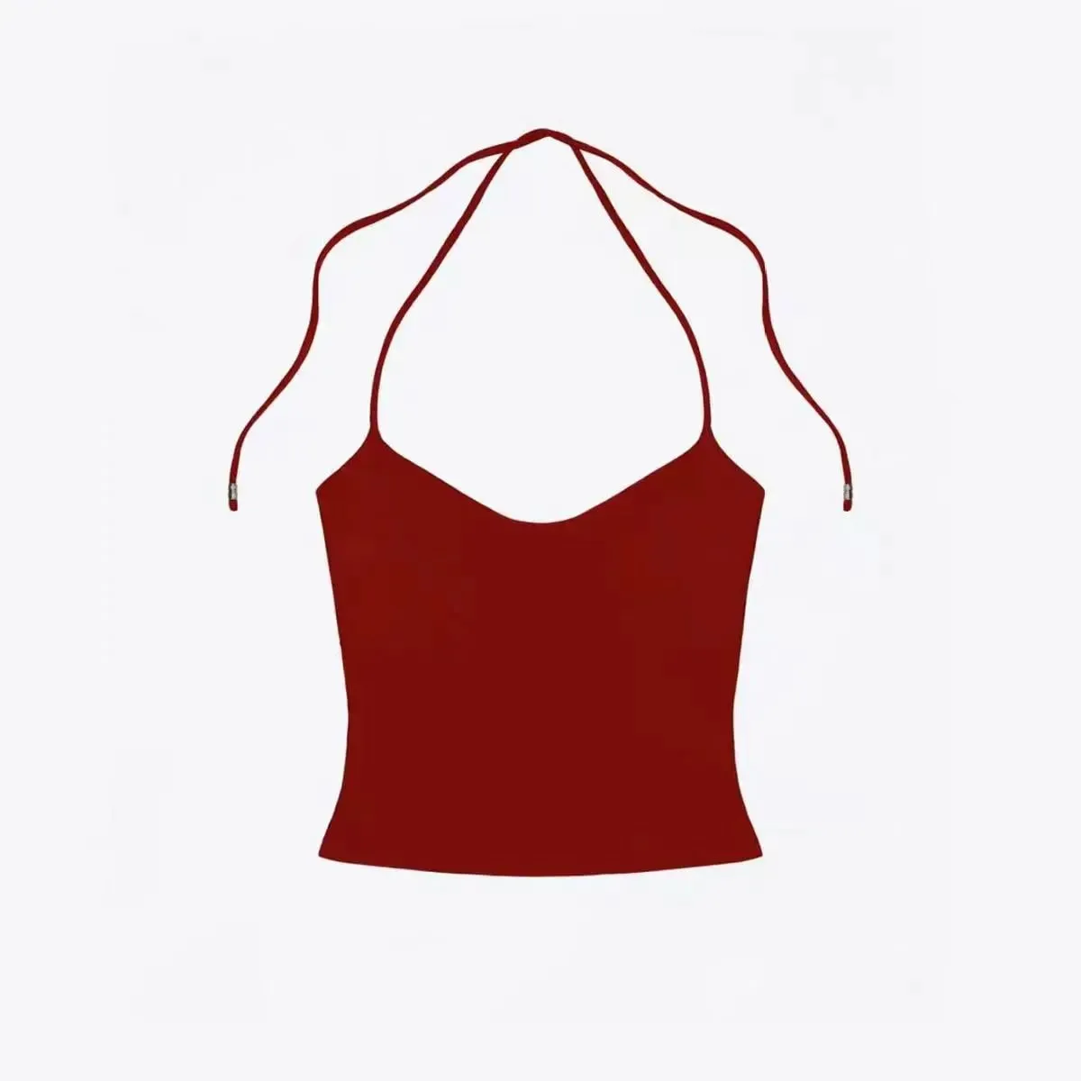 Tank summer red lace up halter top with cherry pink suspender and hollowed out back design