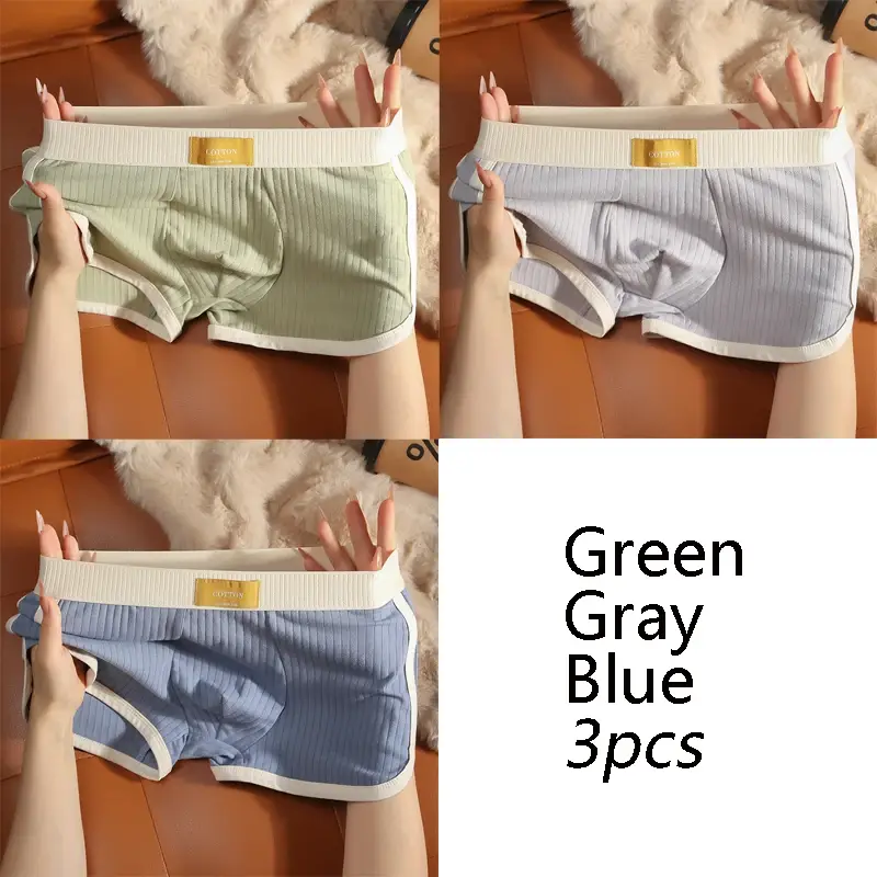 [Bloom the love] Striped Boxer Men Underwear Hot Underpants Cotton Boxershort Mens Boxers Man Cuecas Masculina Size M-3XL XS301
