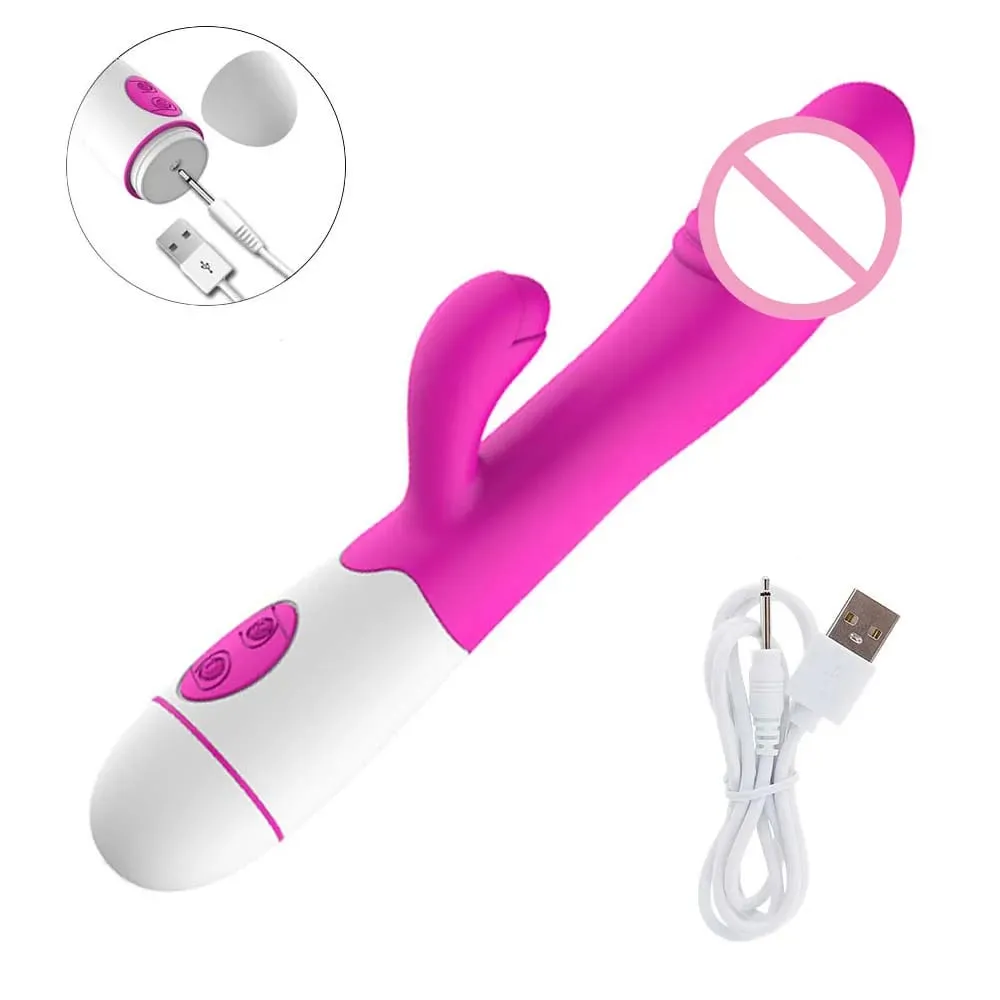 Rabbit Vibrator for Women 30 Speed Rechargeable G Spot Clitoris Stimulator Dildo Vagina Female Masturbator Sex Toys for Aldult — image 1