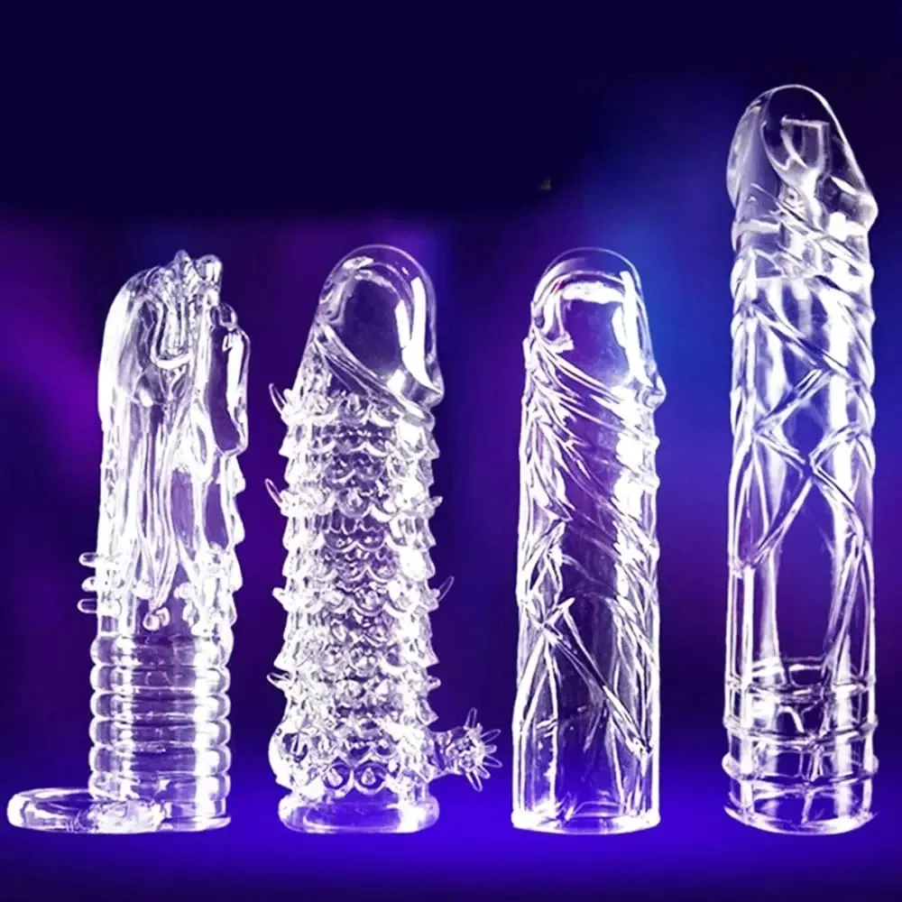 4 Types Thicken Penis Enlarge Sleeve Reusable Condom Cock Extender Delay Ejaculation Sex Toys for Men Intimate Goods — image 1