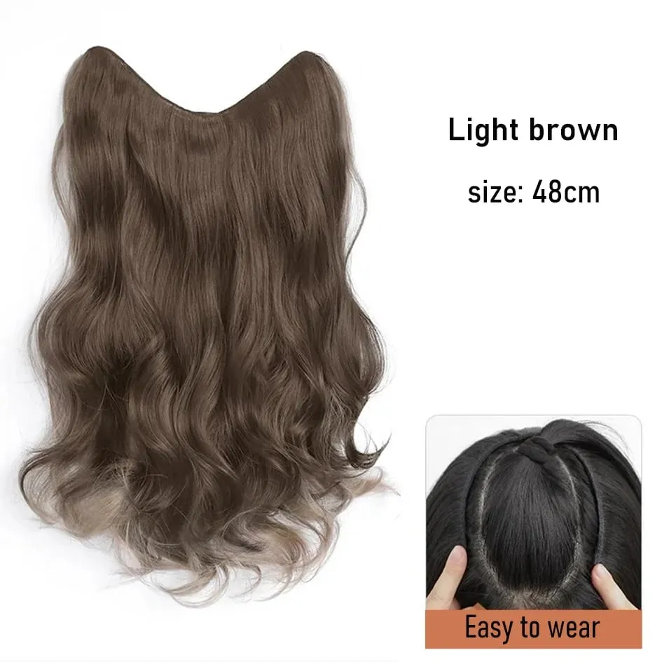 Synthetic 5 Clip 50cm Colored Hair Extensions Water Wave Wig Pink Wig Gray Wig Clip on Hair Extensions Christmas