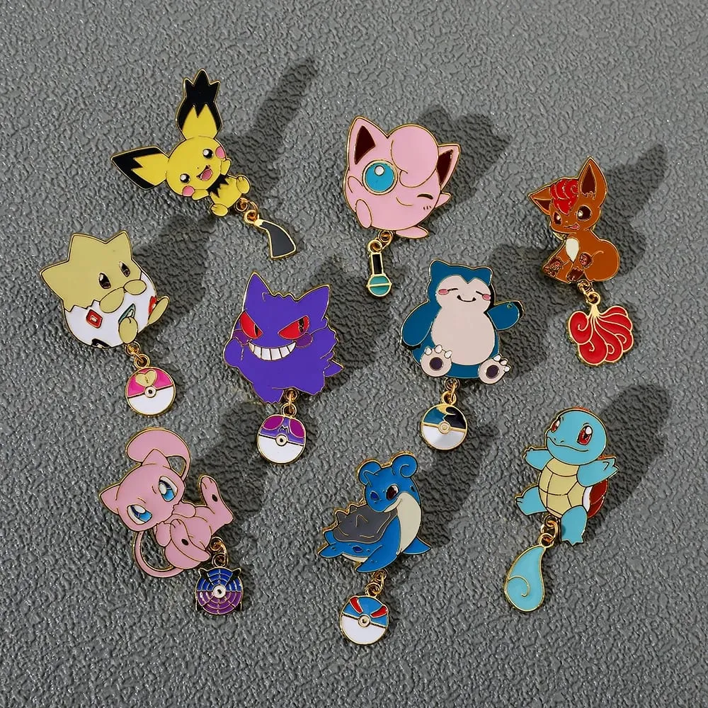 Enamel Pins Set - Cute Pikachu Squirtle Charmander Brooches for Backpacks Jackets - Anime Cartoon Badges Gift for Fans — image 3