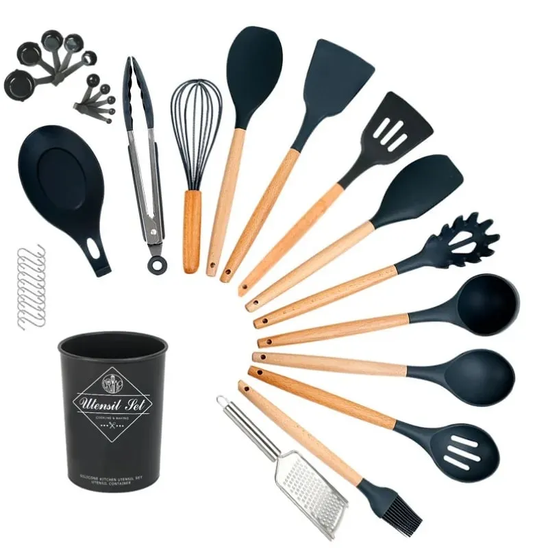 34-piece set of silicone shovel high-temperature-resistant household stir-frying shovel pot shovel kitchenware set soup spoon — image 1