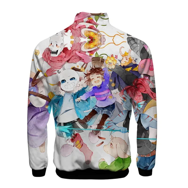 Luxuriöse beliebte Sans Undertale 3D-Druck-Reißverschluss-Raglanjacke Windjacke Jungen/Mädchen Bequeme Stehkragenjacken Mäntel