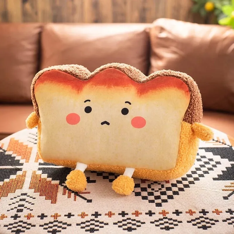 35x25cm Toast Bread Pillow Hands Warmer Winter Warm Plushie Emotion Face Human Figured Soft Cushion Decor Friend Gift — image 9