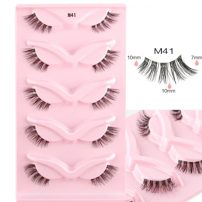Half Eye Lashes Cat Eye Lashes 3/5/10 Pairs False Eyelashes Fluffy Soft Natural Look Clear Band 3D Mink Lashes Extension Makeup