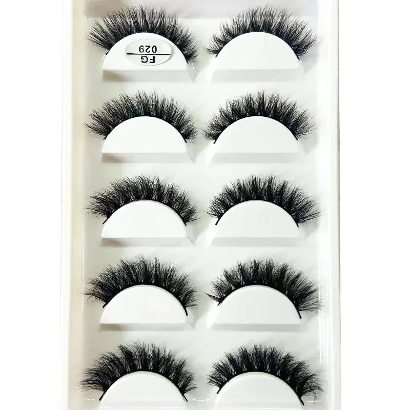 5Pairs Handmade Mink Lashes Short False Eyelashes Dense Natural Long Messy Eye Lashes Reusable Stage Makeup Eyelashes — image 12