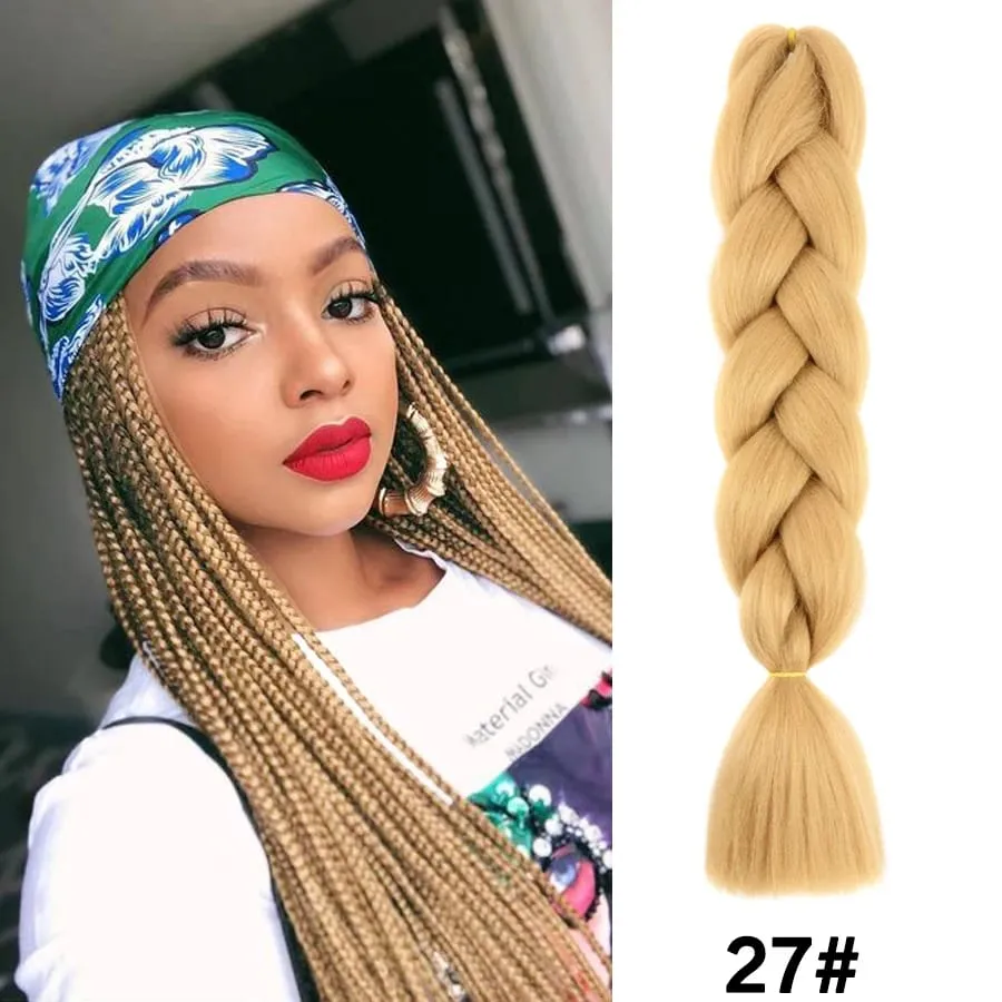 24 Inch Synthetic Jumbo Braid Pure And Ombre Braiding Hair Extensions For Women DIY Jumbo Hair Braids Black Green Gray Brown — image 12