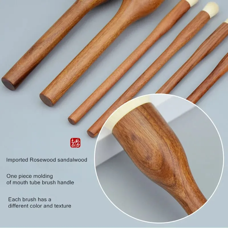 Sandalwood Handle Makeup Brushes Foundation Powder Highlighter Sculpting Eyeshadow Smudge Blender Detail Cosmetic Brush Tool — image 6