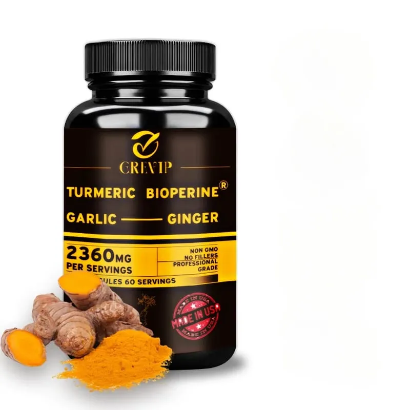 4-in-1 Turmeric Ginger Supplement - with Garlic Curcumin Black Pepper - Joints Immune Support Improves Digestion — image 2