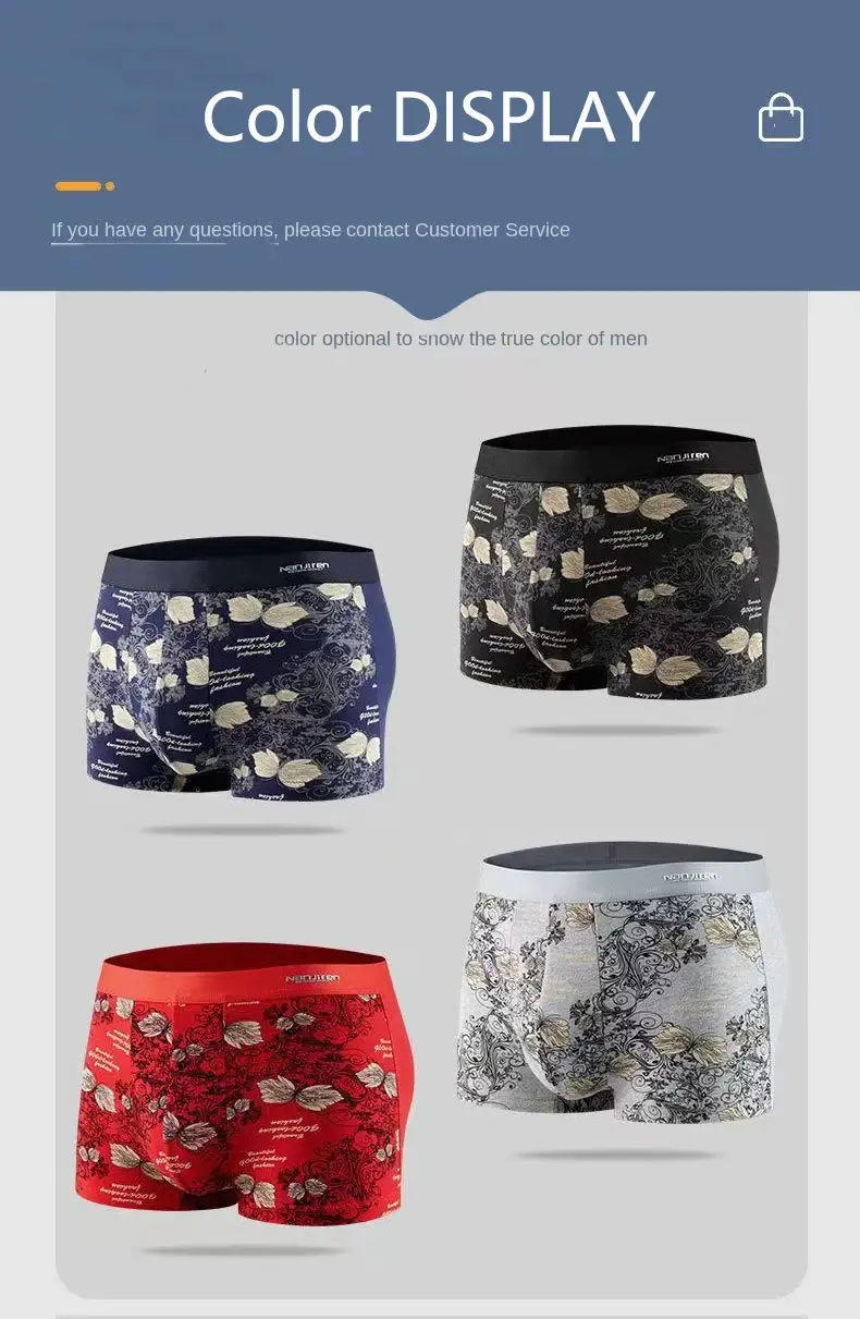 4Pcs Underwear Men's Boxer Short Cotton Underpants Sexy Panties Male Shorts Homme U Convex Lingerie Big Size L-6XL Free Shipping — image 2