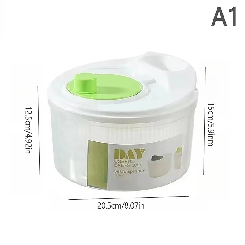 Vegetable Spinner Salad Dryer - Manual Lettuce Centrifuge for Kitchen Fruit & Veggie Washing Basket with Drain Function