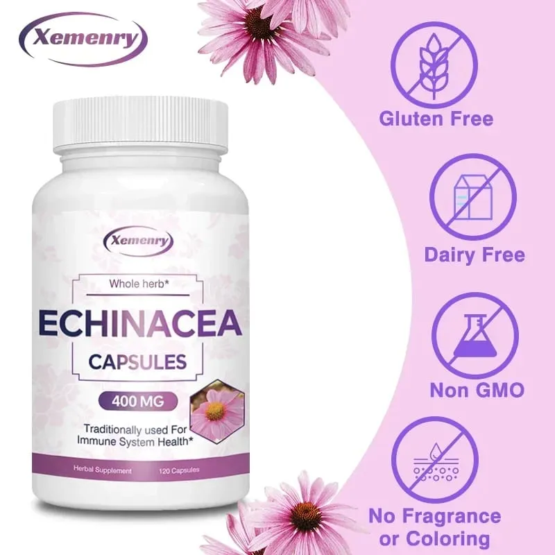Echinacea Capsules 400 Mg - Supports Immune and Respiratory Health and Reduces The Length of Colds — image 1