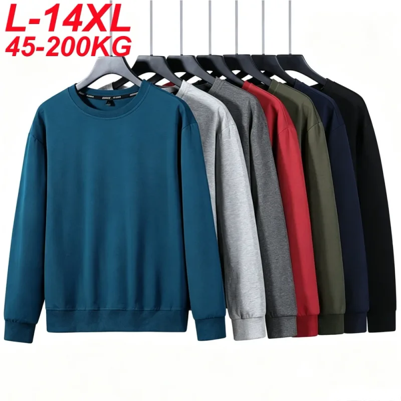 Big Sizes Men Clothes 14XL 12XL Hoodie Basic 100 Cotton Long Sleeve T-shirt Male Plus Large 10XL Oversized Simples Sweatshirt — image 14