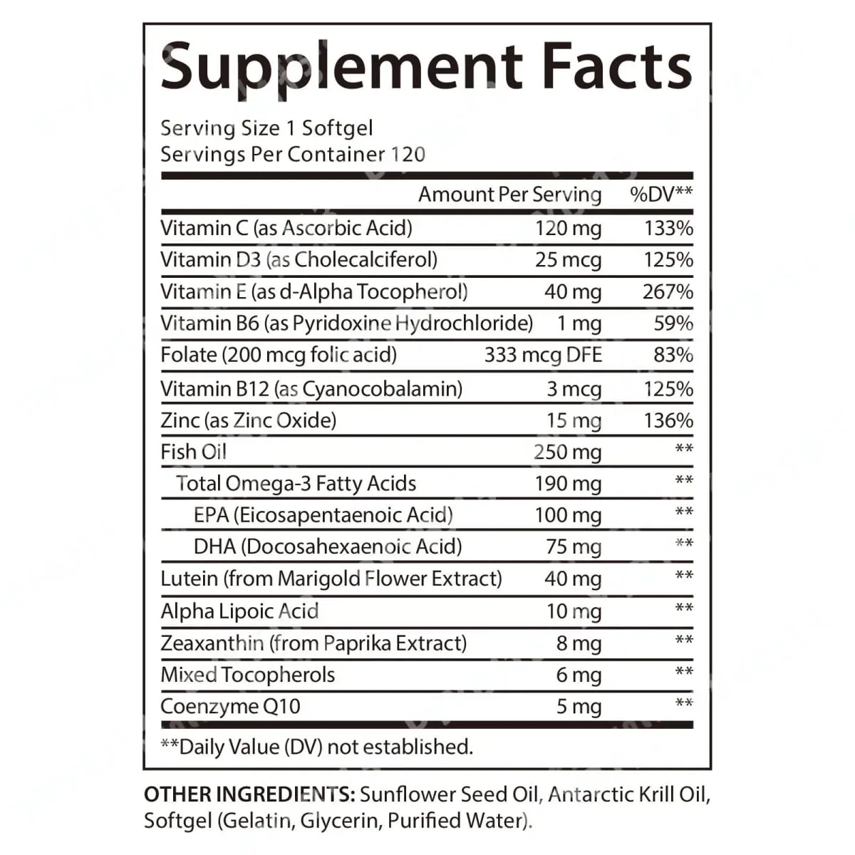 Acentiallabs Lutein Zeaxanthin Softgels 40mg Lutein & 8mg Zeaxanthin 120 Count Blue Light Filter Macular Protection Eye Care