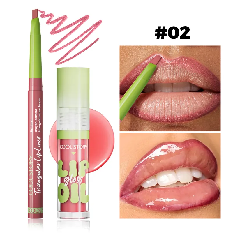2 Buah Set Lip Liner Lip Gloss 2 In 1 Lipstik Kit Rias Kontur Bibir Halus Lipliner Matte untuk Wanita Kosmetik Kombo Minyak Menepuk-nepuk