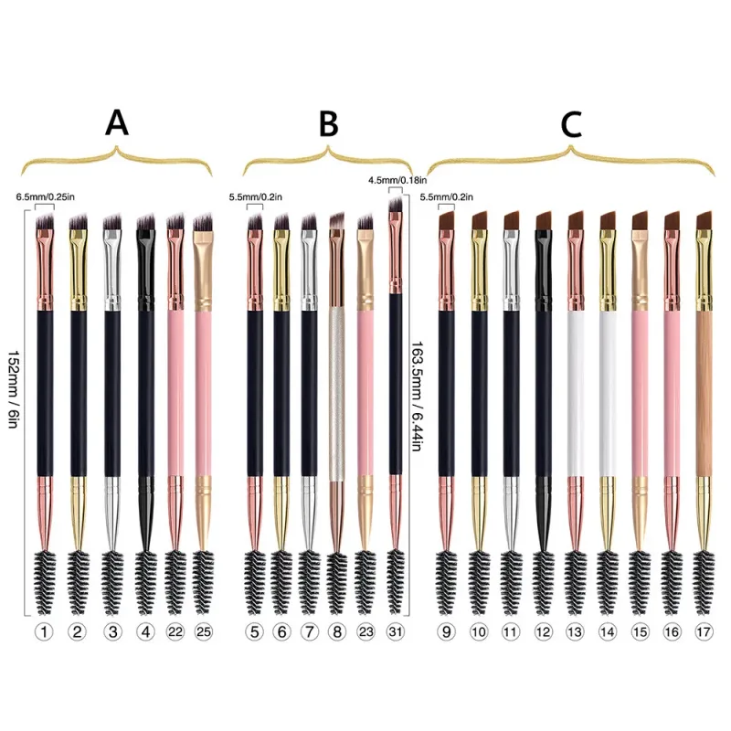 20pcs Eyebrow Brush Private Label Eyelash Comb Makeup Brushes Dual Ended Angled Spoolie 2 in 1 Lash Eyebrow Brush Bulk — image 2