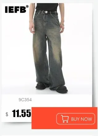American Style Men's Denim Pants Solid Color Washed Casual Cleanfit Straight Wide Leg All-amtch Loose Male Jeans New 9W4159 — image 8