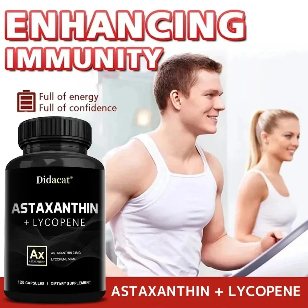 Astaxantina islandese 24 mg + licopene 50 mg Integratore alimentare antiossidante immunitario cuore cervello articolare - 120 Capsule — image 4