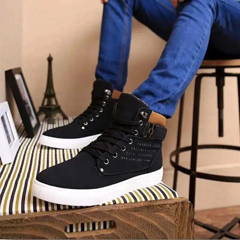 New Arrival Men's High Top Casual Shoes Spring/Autumn High Top Sneakers High Quality Retro Fashion Men Boots Zapatillas Hombre — image 2