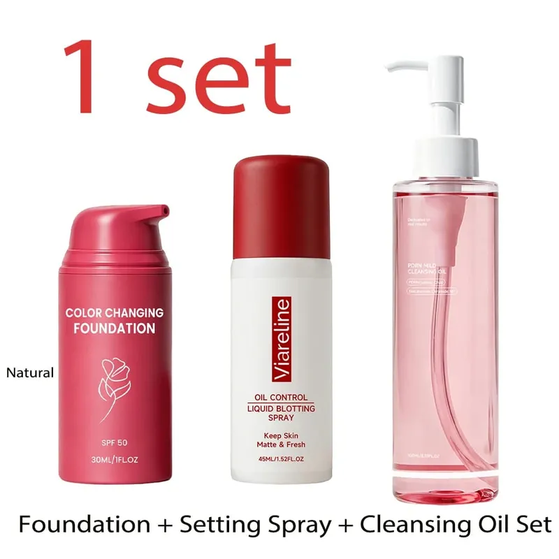 3-in-1 Makeup Kit Cleansing Oil Setting Spray Foundation Matte Long-Lasting Gentle Hydrating Natural Finish Daily Set — image 14