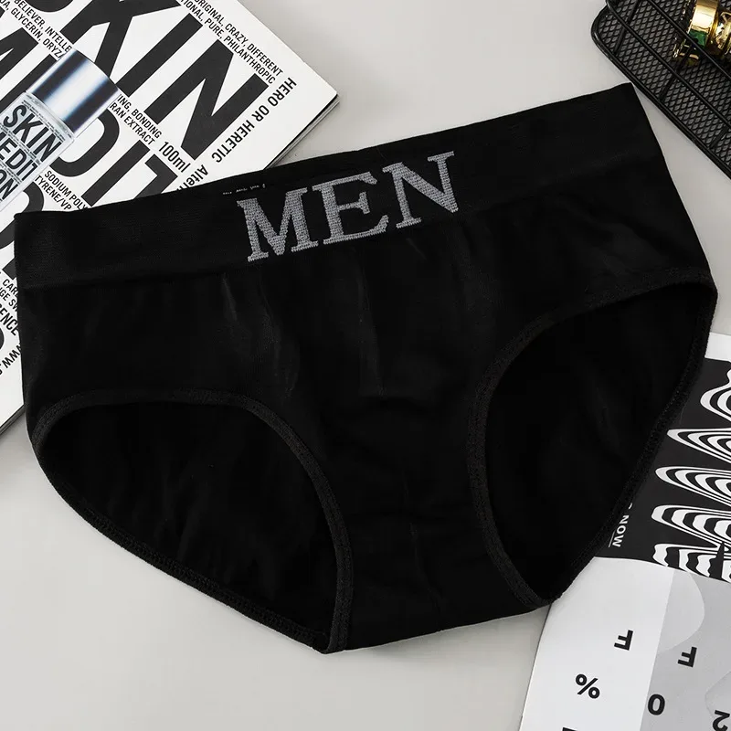 3Pcs/lot Men's Briefs Underwear Sexy Man Panties MEN Letter Underpants Breathable Comfortable Male Bikini Shorts Black Blue Red