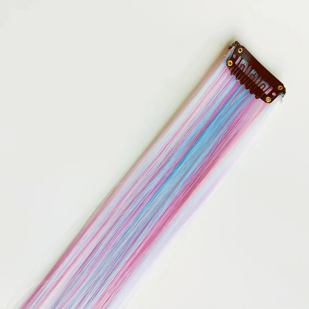 Clip in One Piece Hair Extension 6pcs/pack Unicorn Color Rainbow Pink Blue Purple Mixed Color Clip in Synthetic Hair Accessories — image 4