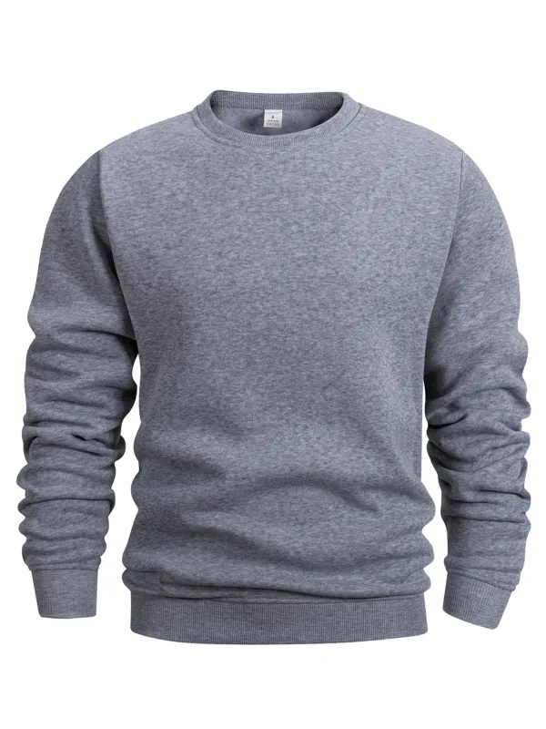 Men's Crew Neck Sweatshirts Solid Color Sweatwear Spring Outdoor Casual Daily Long Sleeve Pullover Hoodie Man Sportswear — image 7