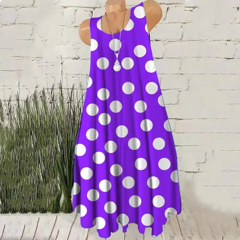 Round Dot Pattern Fashion Women Mini Dresses Summer Sleeveless 3D Printing Street Ladies Trend Dress 3XL Plus Size Casual Dress — image 6