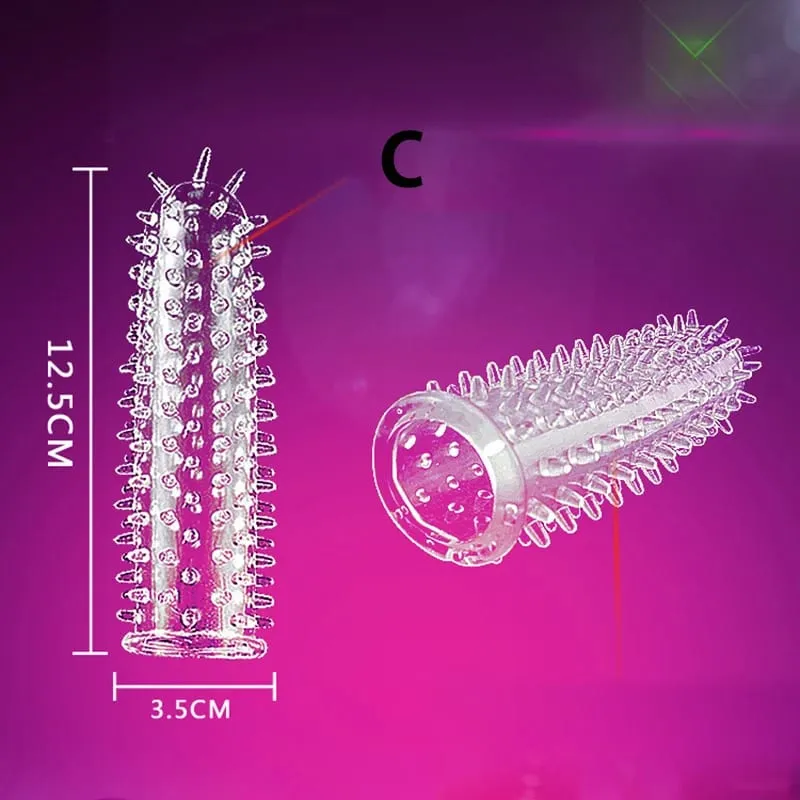 Reusable Condoms with stud Delay Ejaculation Sex Toys for Men G Spot Stimulation Penis Sleeve Contraception Cock Ring Extender