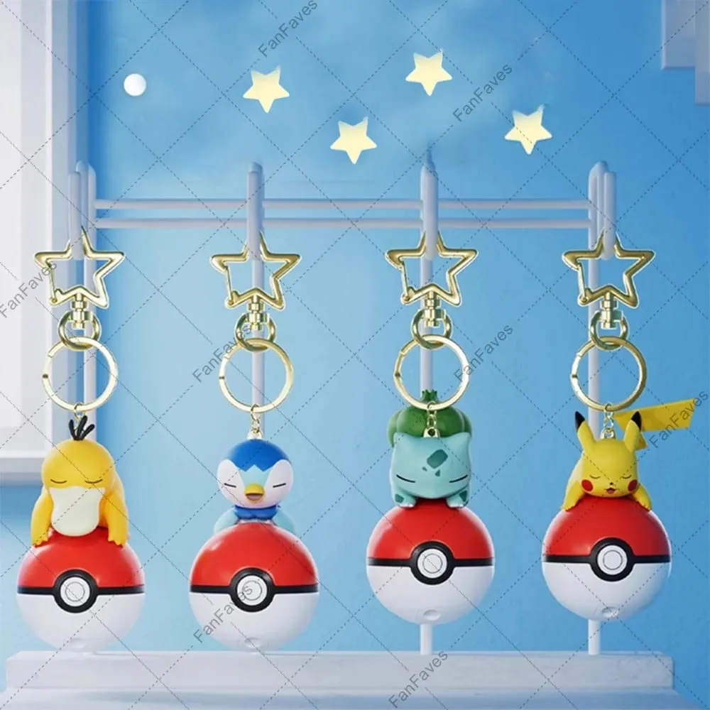 Pokemon น่ารักเรืองแสง Series Charm PokeBall พวงกุญแจตุ๊กตา Pikachu Piplup Bulbasaur Action รูปการ์ตูนกระเป๋าอุปกรณ์เสริมของขวัญ — image 1