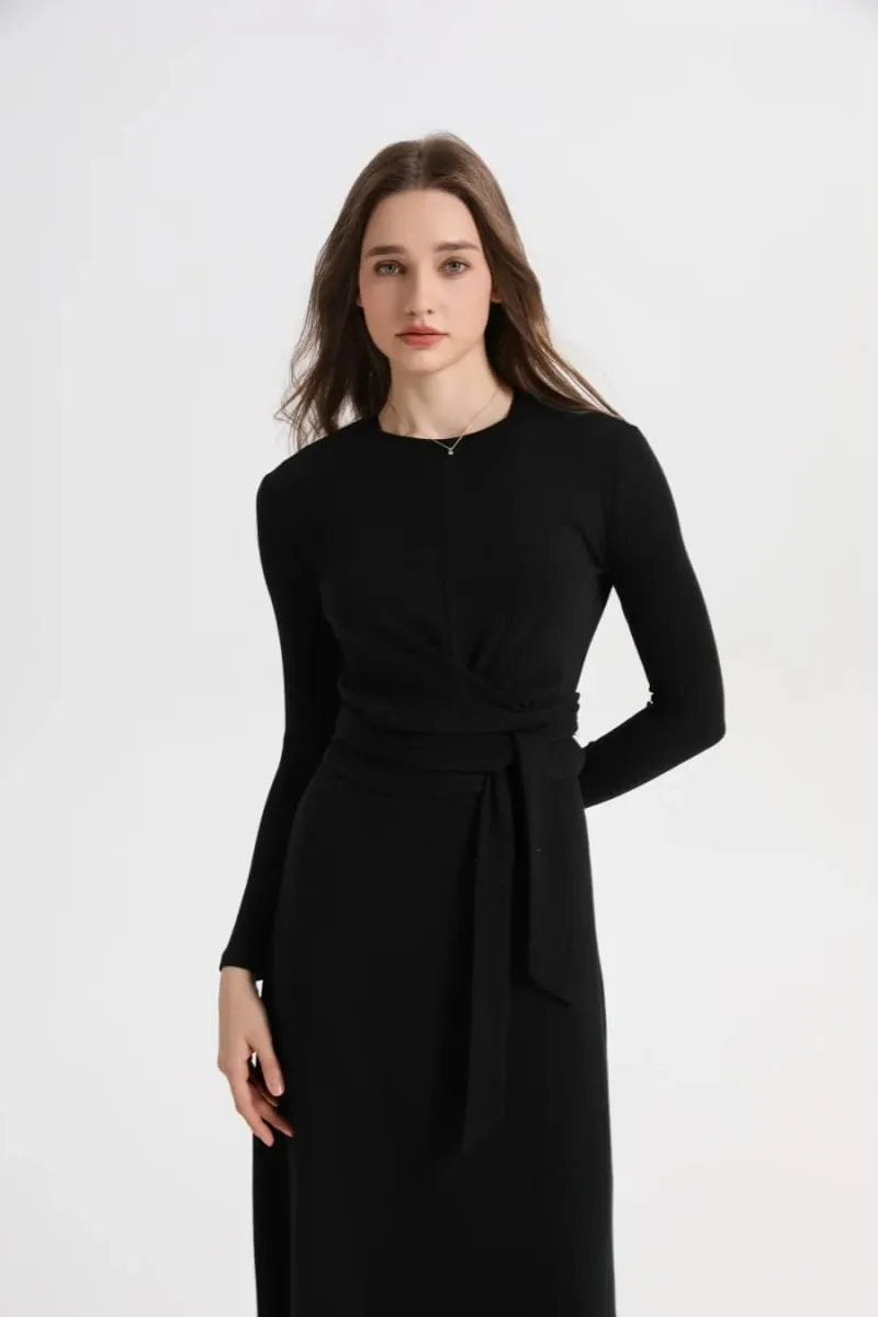 AS 2025 summer ribbing closed-fit wrap tops + Aline dress high Stretch matching sets