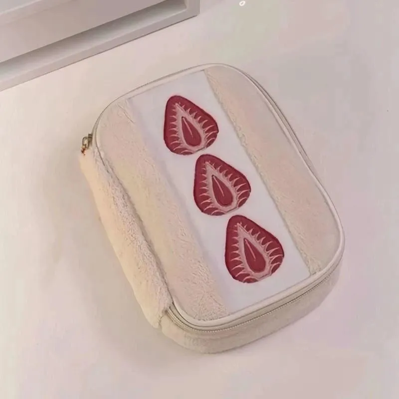 Sac à outils cosmétiques Sandwich aux fraises, sac de rangement de grande capacité pour pinceaux de maquillage, rouge à lèvres, organisateur cosmétique multifonctionnel
