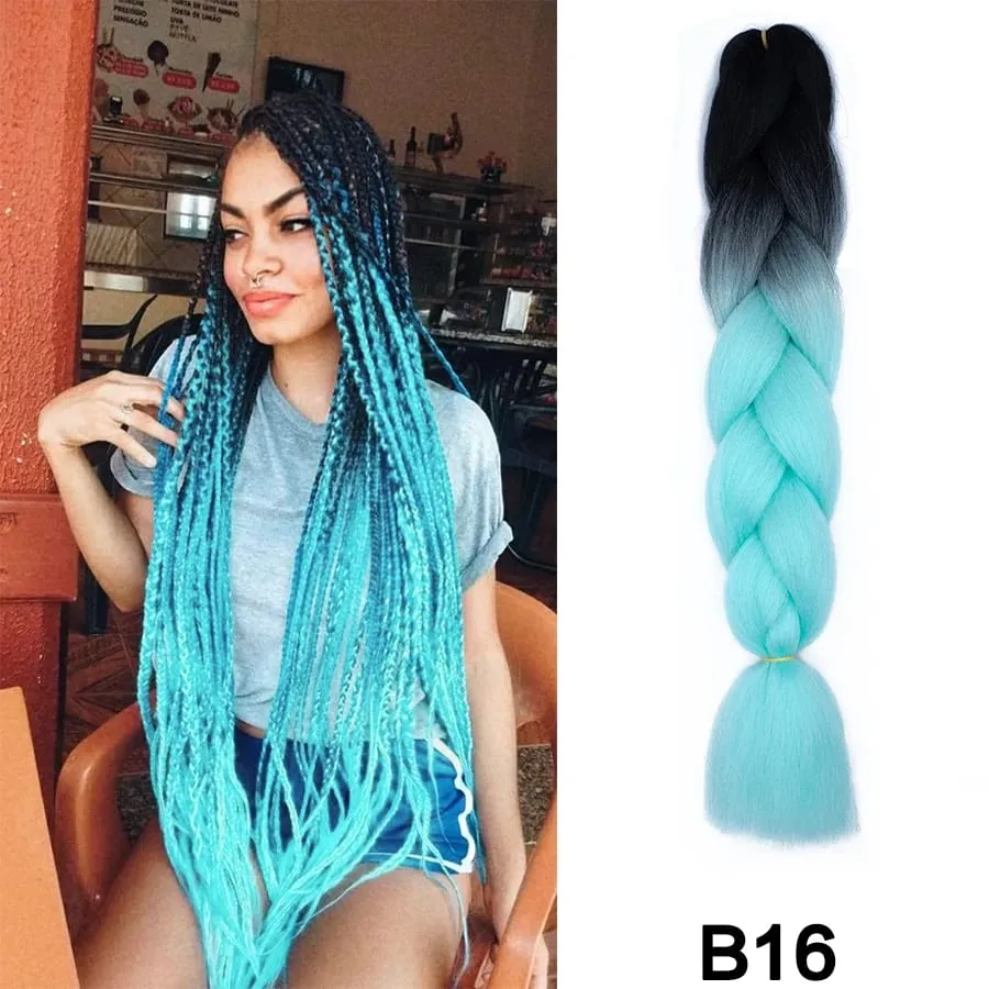 24 Inch Synthetic Jumbo Braid Pure And Ombre Braiding Hair Extensions For Women DIY Jumbo Hair Braids Black Green Gray Brown — image 55