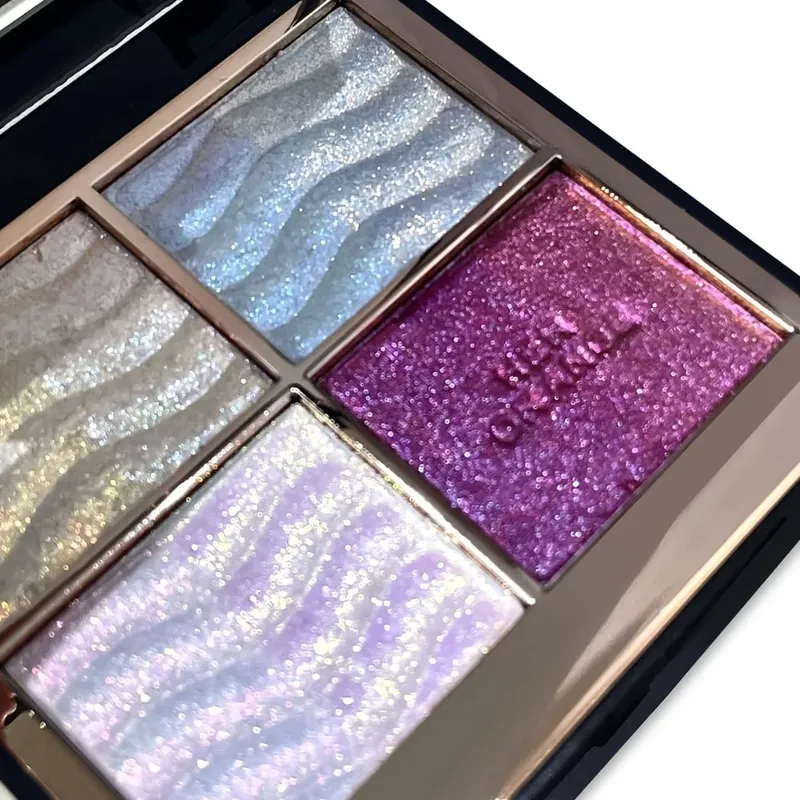 Herorange 4 Color Eyeshadow Palette with Brush Iridescent Glitter Shimmer Multi-Use as Highlight & Blush for Daily Party & Gift — image 4