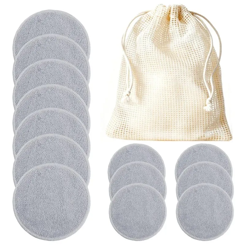 12pcs 재사용 가능한 목화 패드 빨 수있는 메이크업 리무버 디스크 빨 수있는 라운드 대나무 메이크업 패드 스킨 케어 도구 HZM06 — image 10